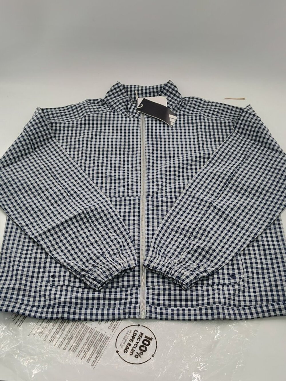 Women's Adidas Ultimate 365 Gingham Zip Jacket w/Pockets Navy Size L   P#637@CMK